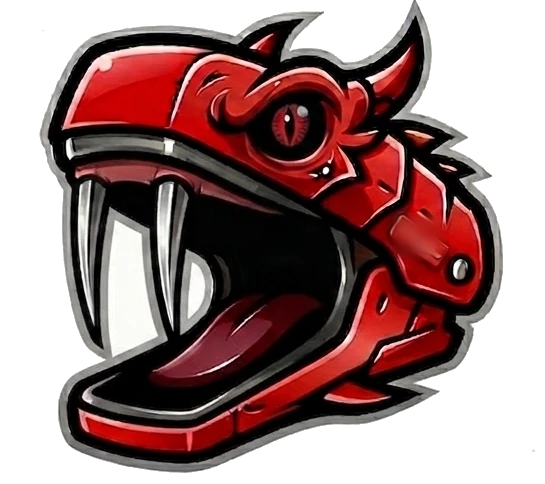 Vypr — the stplr mascot, a red mechanical viper head with staple fangs
